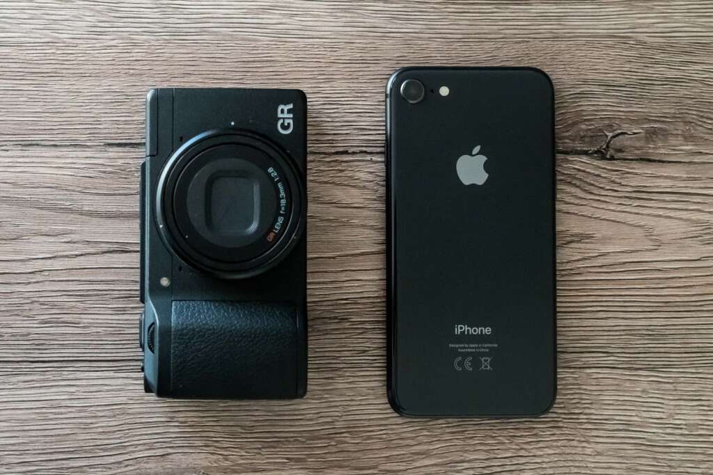 Ricoh GR IIIx compared to Apple IPhone